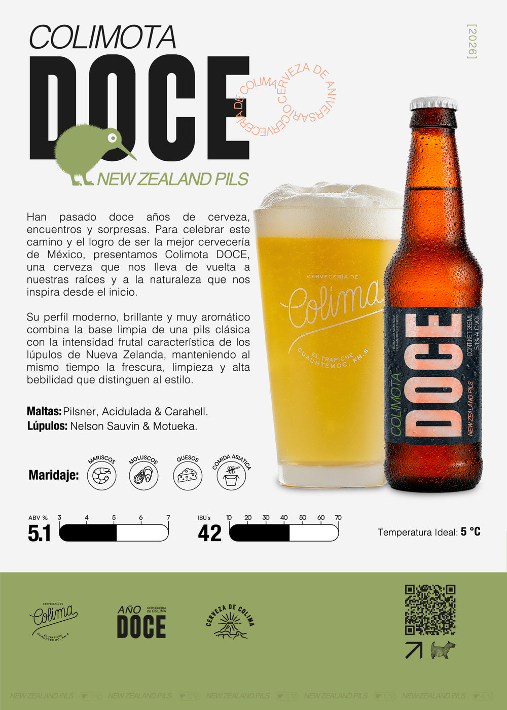 12 PACK CERVEZA COLIMOTA 12 NZ PILS BOTELLA 355 ML