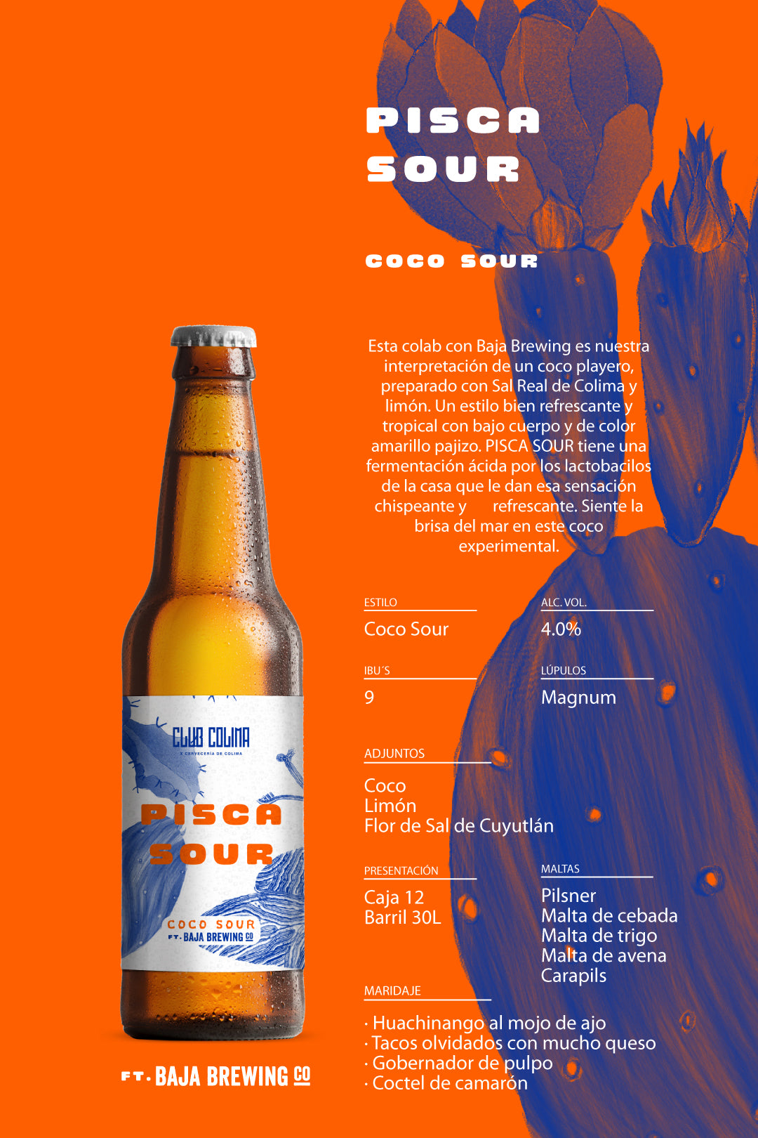 12 PACK CERVEZA PISCA SOUR CLUB COLIMA BOTELLA 355 ML