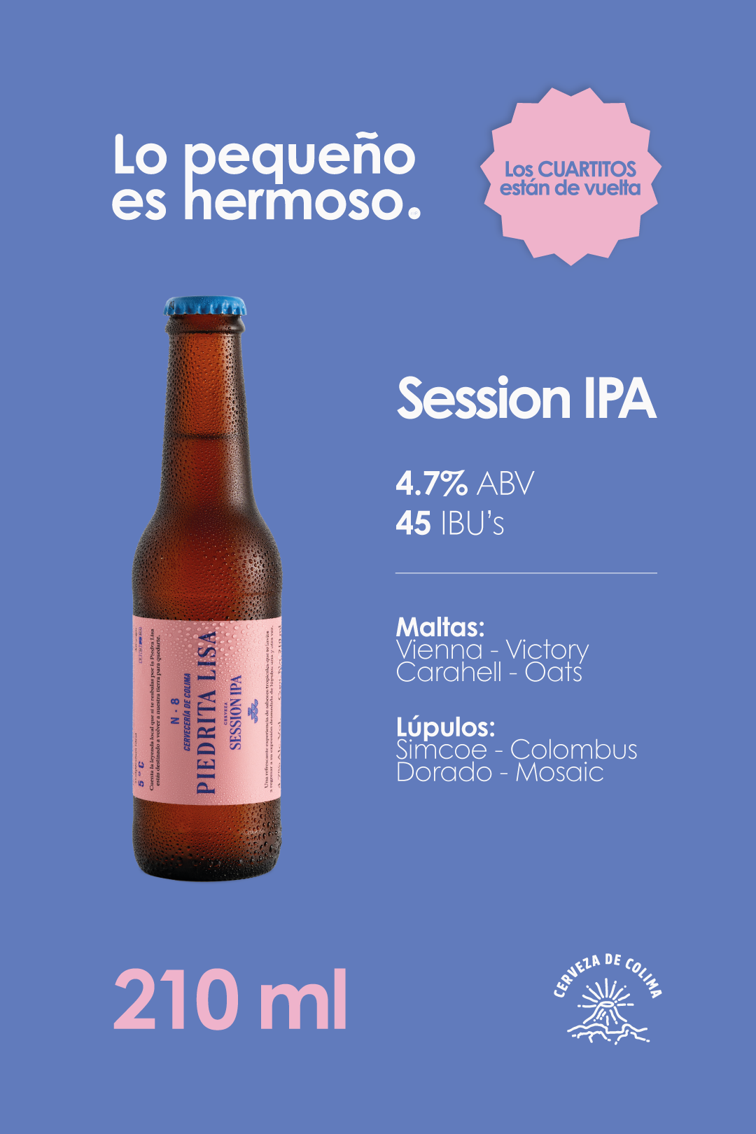 24 PACK CERVEZA PIEDRITA LISA SESSION IPA BOTELLA 210 ML