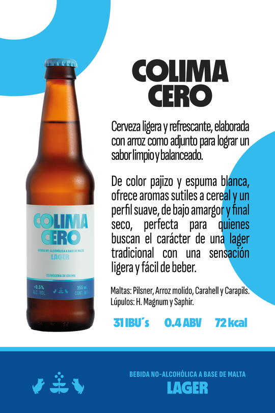 12 PACK COLIMA CERO ESTILO LAGER BOTELLA 355 ML