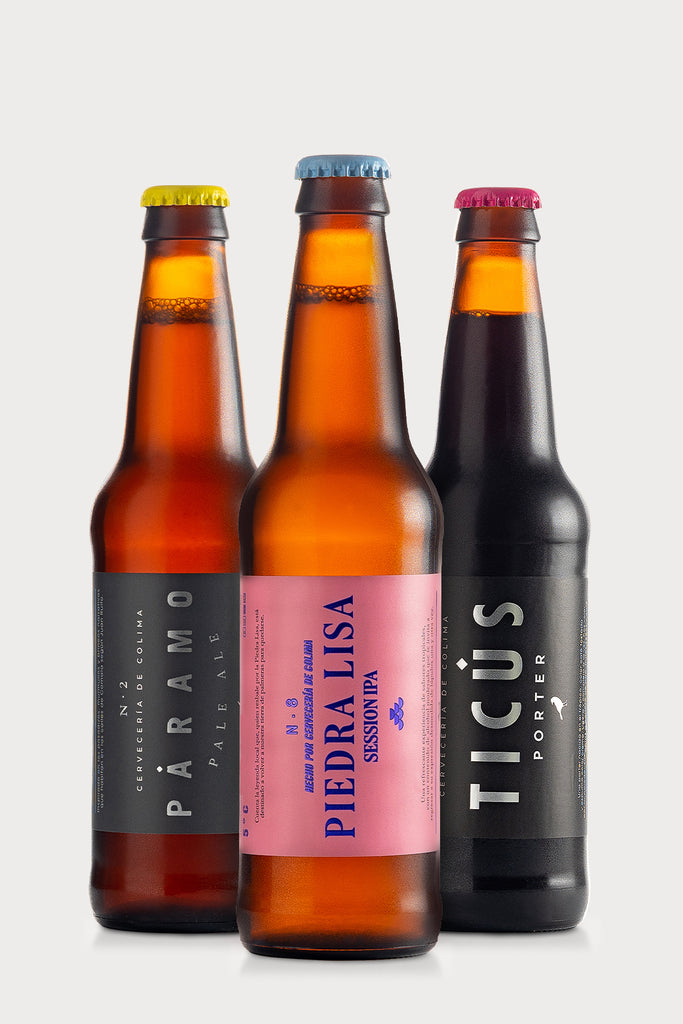 24 Pack Piedra Lisa, Ticús y Páramo Botella Cervecería de Colima